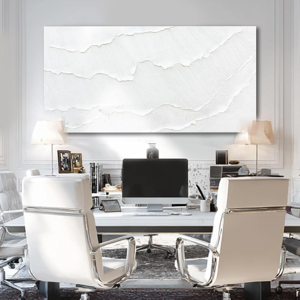 WINKAILIN Large White Abstract Textured Canvas Wall Art 29x58 inch Oversized Minimalist Painting Modern Artwork for Living Room Bedroom Office Décor