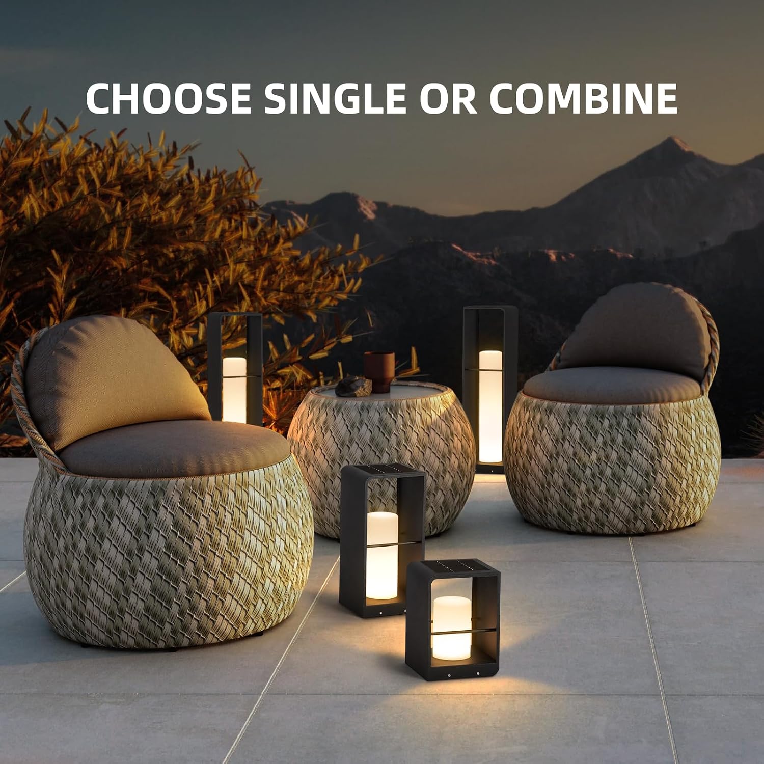 Solar Lanterns Outdoor Waterproof, Patio Lights with 3000K LED, Outdoor Lights Solar Powered with Remote Control, Floor Lamp for Garden, Yard, Deck, Backyard, Porch and Landscape Lighting