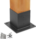 Black Wood Post Bracket for 3.5'x3.5' Posts - Metal Bolt Down Support for Concrete, Deck Railing, Pergola, Mailbox(4pcs)