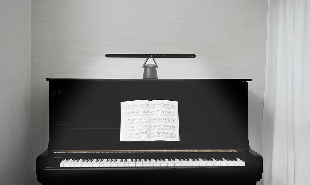 BenQ PianoLight for Upright Pianos, 24.7', Wide Illumination for Keyboard & Sheet Music, 6 Color Modes & Dimmable, 360° Adjustable, Auto on/Off, Auto-Dimming, Piano Lamp with Eye Care Hood (Black)
