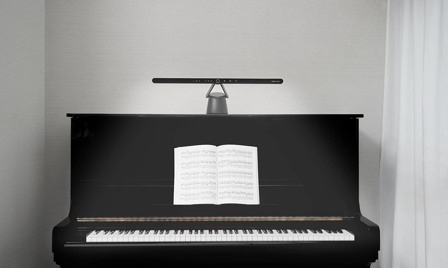 BenQ PianoLight for Upright Pianos, 24.7', Wide Illumination for Keyboard & Sheet Music, 6 Color Modes & Dimmable, 360° Adjustable, Auto on/Off, Auto-Dimming, Piano Lamp with Eye Care Hood (Black)