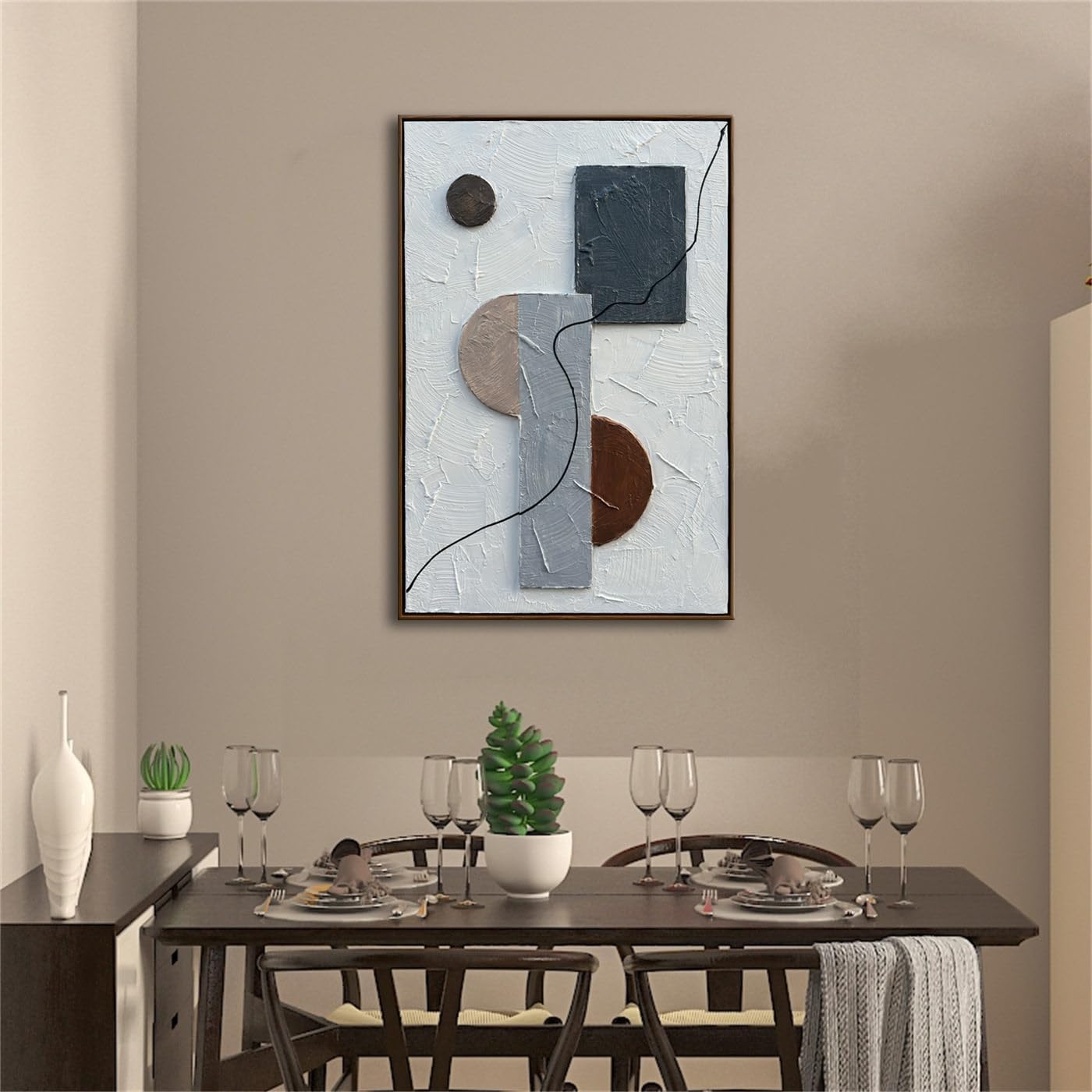 Framed Modern Textured Wall Art, Framed Artwork, Abstract 3D Wall Paintings Sculptural Wall Art, Boho Wall Hanging, Textured Art