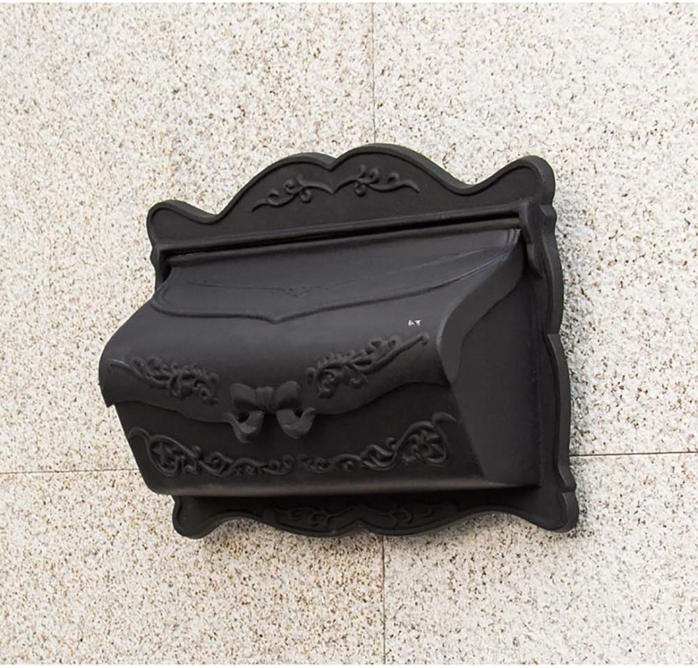 Letterboxes Mailbox Retro Cast Aluminum Villa Postbox Wall Mounted Outdoor Rain Thickened Lockable Letter Box (Black) (Black)