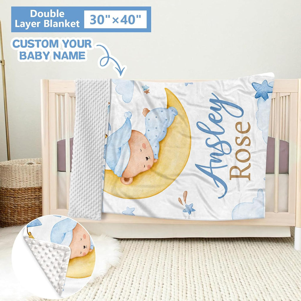 KAINSY Custom Crib Bedding Set 5 Piece for Girls Boys – Personalized Sleeping Bear Theme, Newborn Sleep Set, Nursery Decor, Toddler Room Essentials, Infant Sleep, Baby Room Accessories, Baby Gift