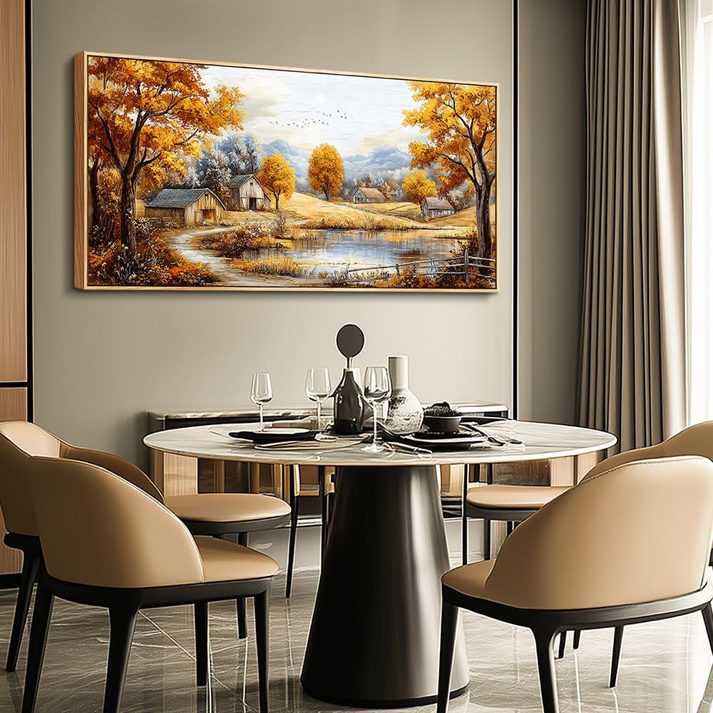 Wood Farmed Canvas Wall Art For Living Room Large Wall Decor For Office Bedroom Decorations Autumn Forest Landscape Pictures Farmhouse Painting Artwork Room Wall Mural Aesthetic Home Decor 30x60 In