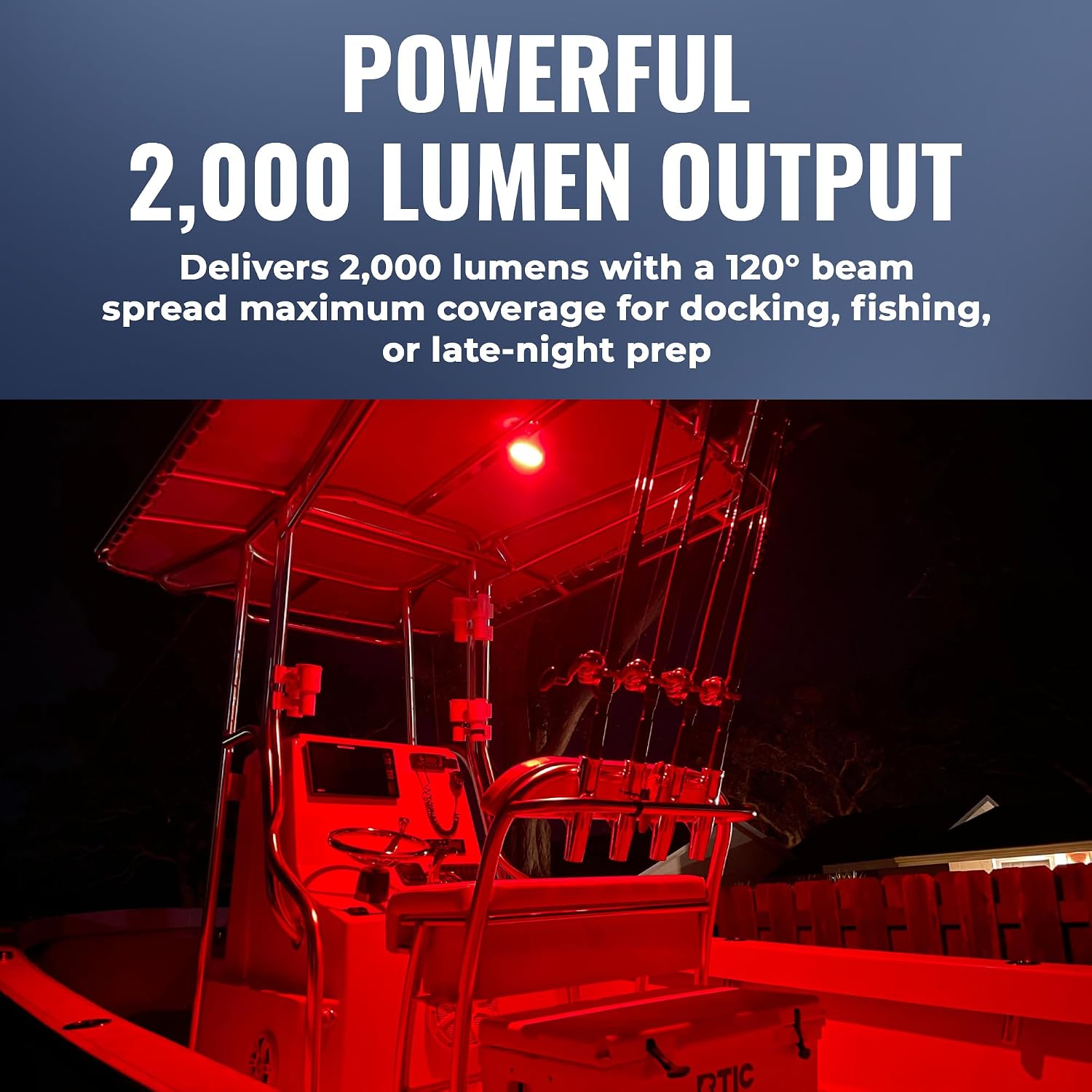 Black Oak Low Pro™ Marine Spreader Light – 2000 Lumens, 120° Beam, IP69K Rated – Flush Mount LED Deck/Dock Fixture for Boats (White Housing, Amber Halo)