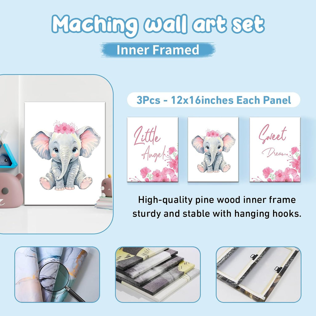 Personalized Baby Crib Bedding Set: 5 Piece Custom Gift Calf Elephant Cow Crib Bed Set with Name,Nursery Bedding Set for Toddler Girls Crib,Infant Boys Crib Sets, Floral Crib Bedding Gifts(Fixed Size)