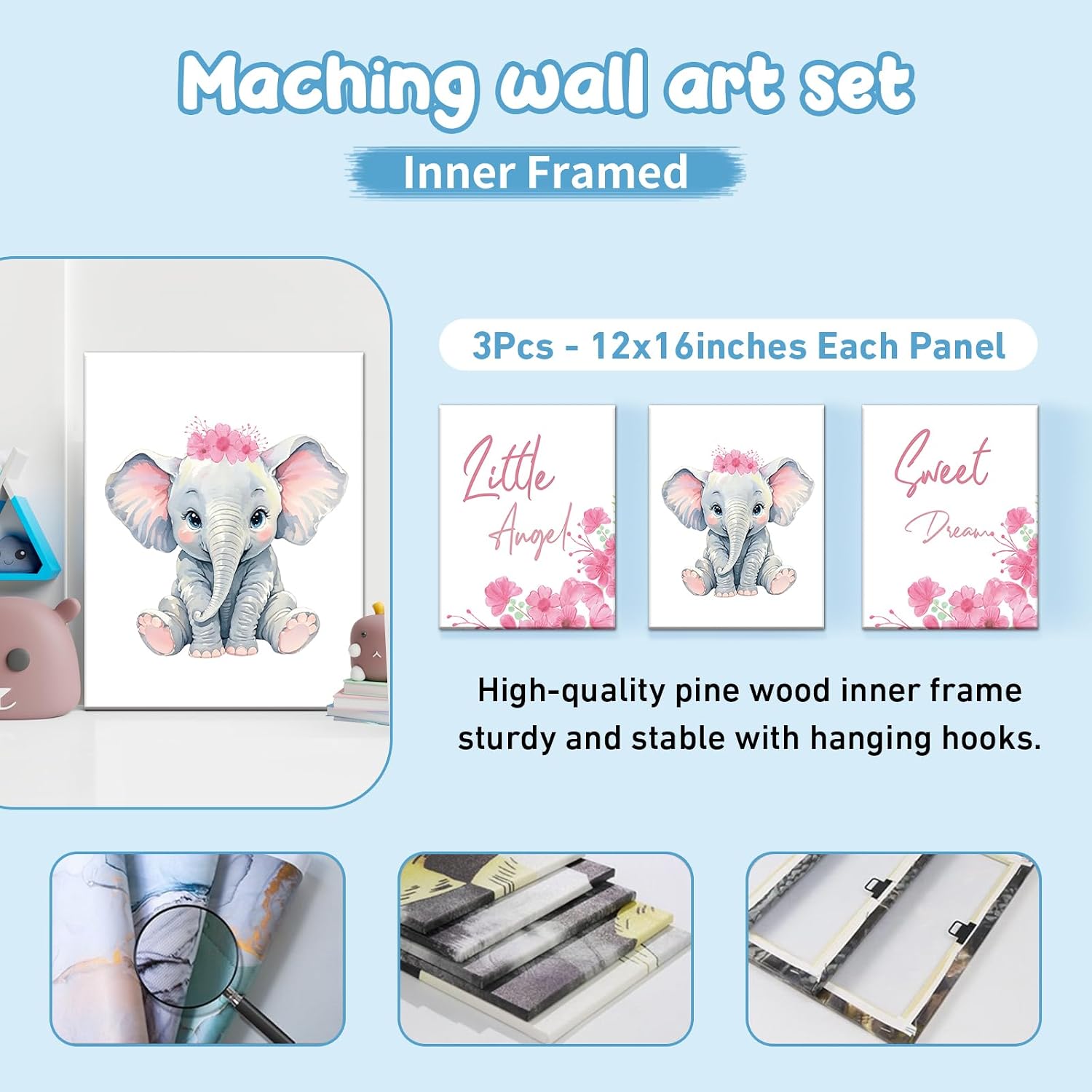 Personalized Baby Crib Bedding Set: 5 Piece Custom Gift Calf Elephant Cow Crib Bed Set with Name,Nursery Bedding Set for Toddler Girls Crib,Infant Boys Crib Sets, Floral Crib Bedding Gifts(Fixed Size)