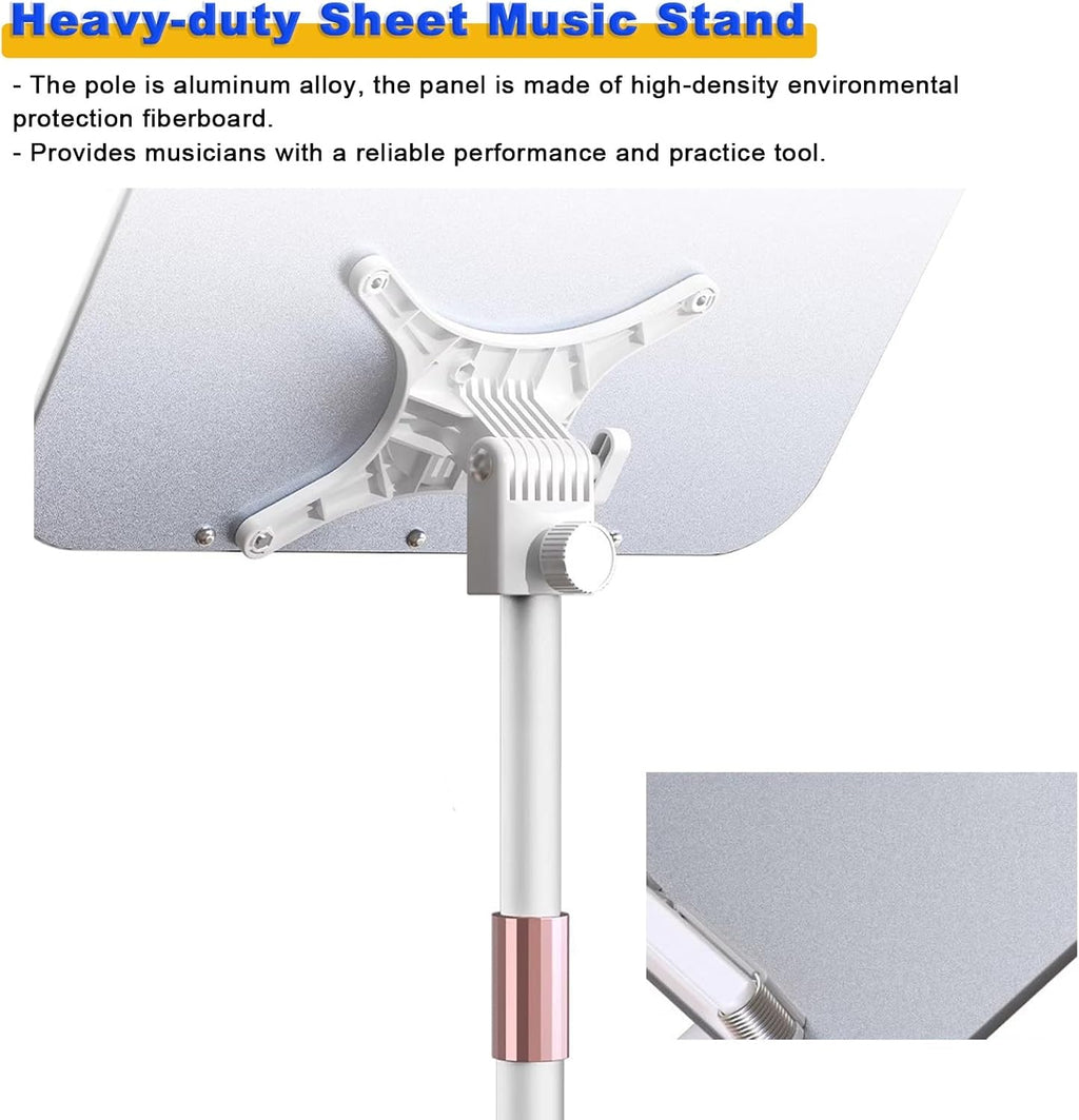Professional Sheet Music Stand for Home, Adjustable Height Music Book Holder for Guitar, Ukulele, Violin Players, Orchestra Conductor Podium (Color : White)