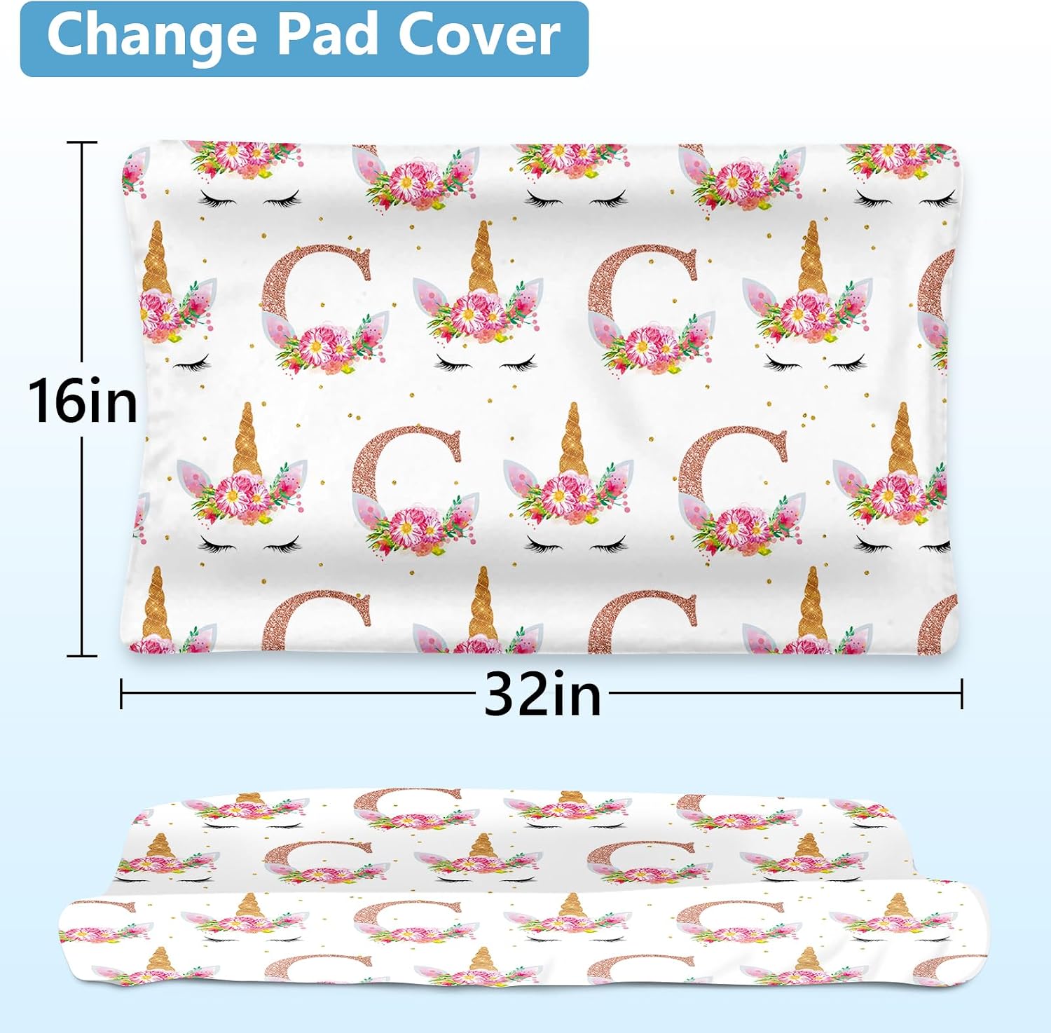 Dyoart Personalized Baby Crib Bedding Set - 5 Piece Custom Baby Crib Sets with Name, Nursery Bedding Set for Baby Girls Crib Unicorn Design Gift Idea Double Layer Blanket Set(Fixed Size)