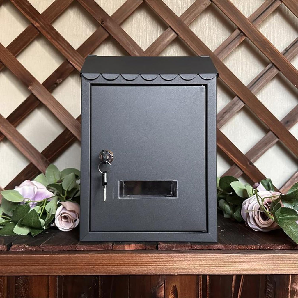 Wall Mount Mailbox Metal Mailbox, Mailboxes, Locking Mailbox, Wall Mount with Lock Mailboxes Hanging Post Box for Key Office Outdoor Garden