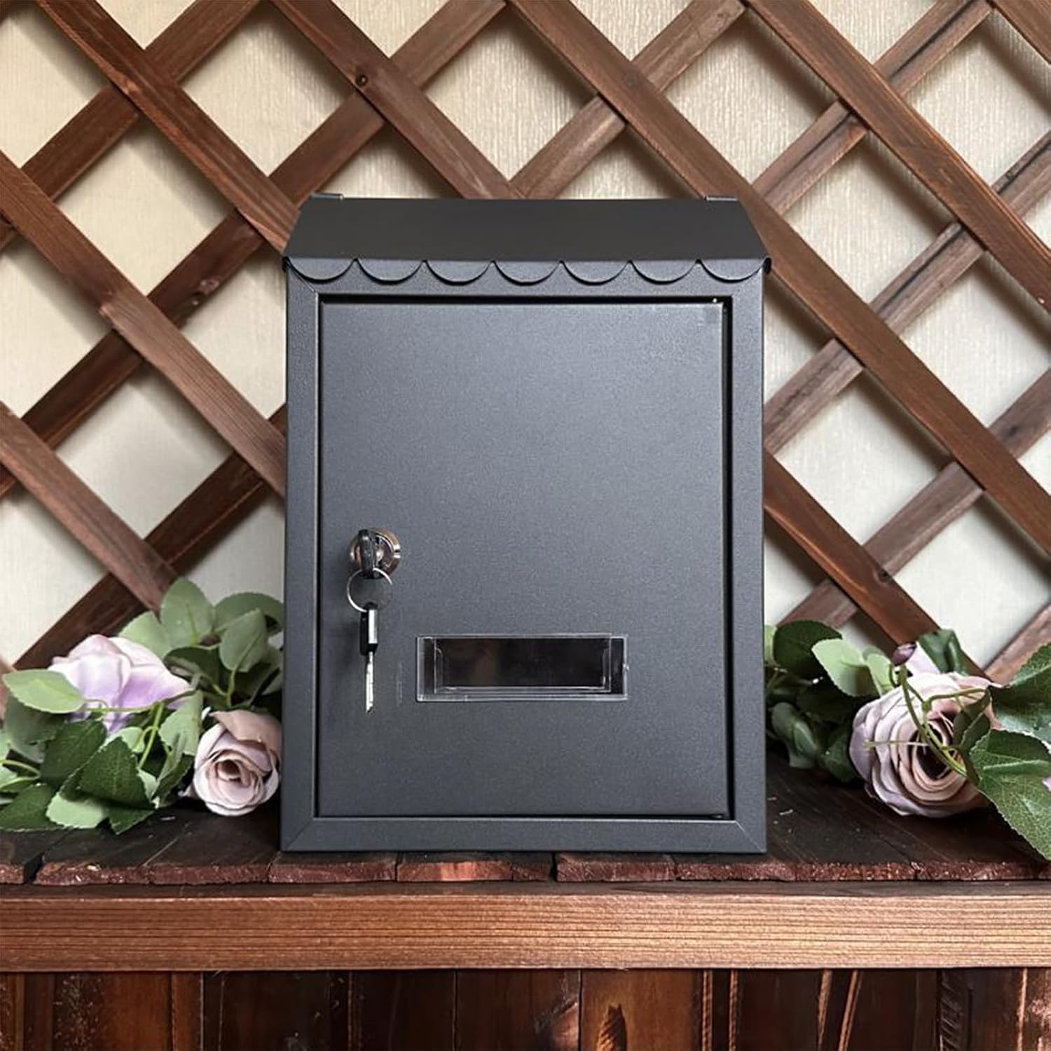 Wall Mount Mailbox Metal Mailbox, Mailboxes, Locking Mailbox, Wall Mount with Lock Mailboxes Hanging Post Box for Key Office Outdoor Garden