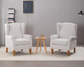 Mid-Century High Wingback Chair Set of 3,Modern Fabric Accent Chair Armchair with Solid Wood Coffee Table,Leisure Single Sofa Chair for Living Room,Club,Home Reception,Beige