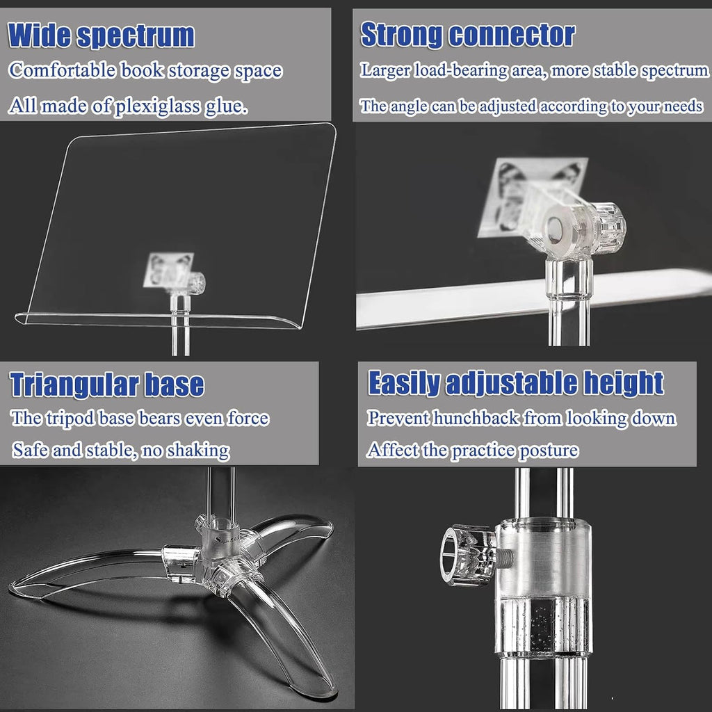 Portable Violin Music Stand Adjustable Acrylic Sheet Music Stand for Guitar Players High Transparency & Stability Height Adjustable 91 141cm Service Menu Counter Stand