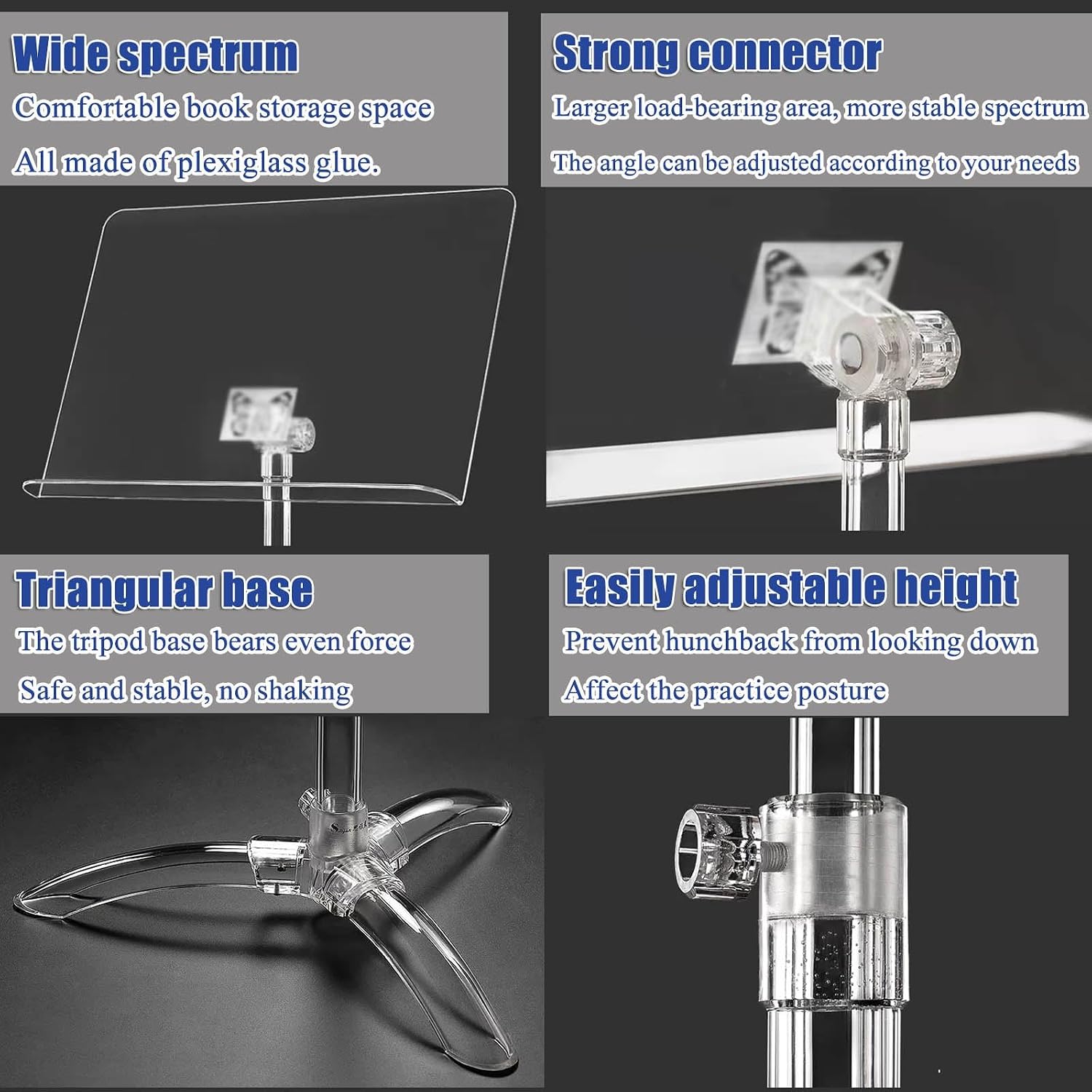 Portable Violin Music Stand Adjustable Acrylic Sheet Music Stand for Guitar Players High Transparency & Stability Height Adjustable 91 141cm Service Menu Counter Stand