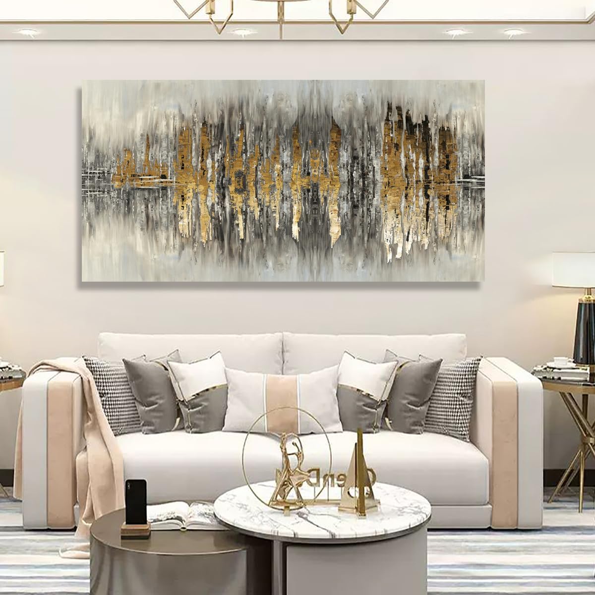 Color Block Abstract Pictures Canvas Wall Art for Living room Bedroom Wall Decor,Picture Wall Art Print Paitnings for home Decor,Morden Artwork Line Drawing Canvas Art Stretched -70x35inches