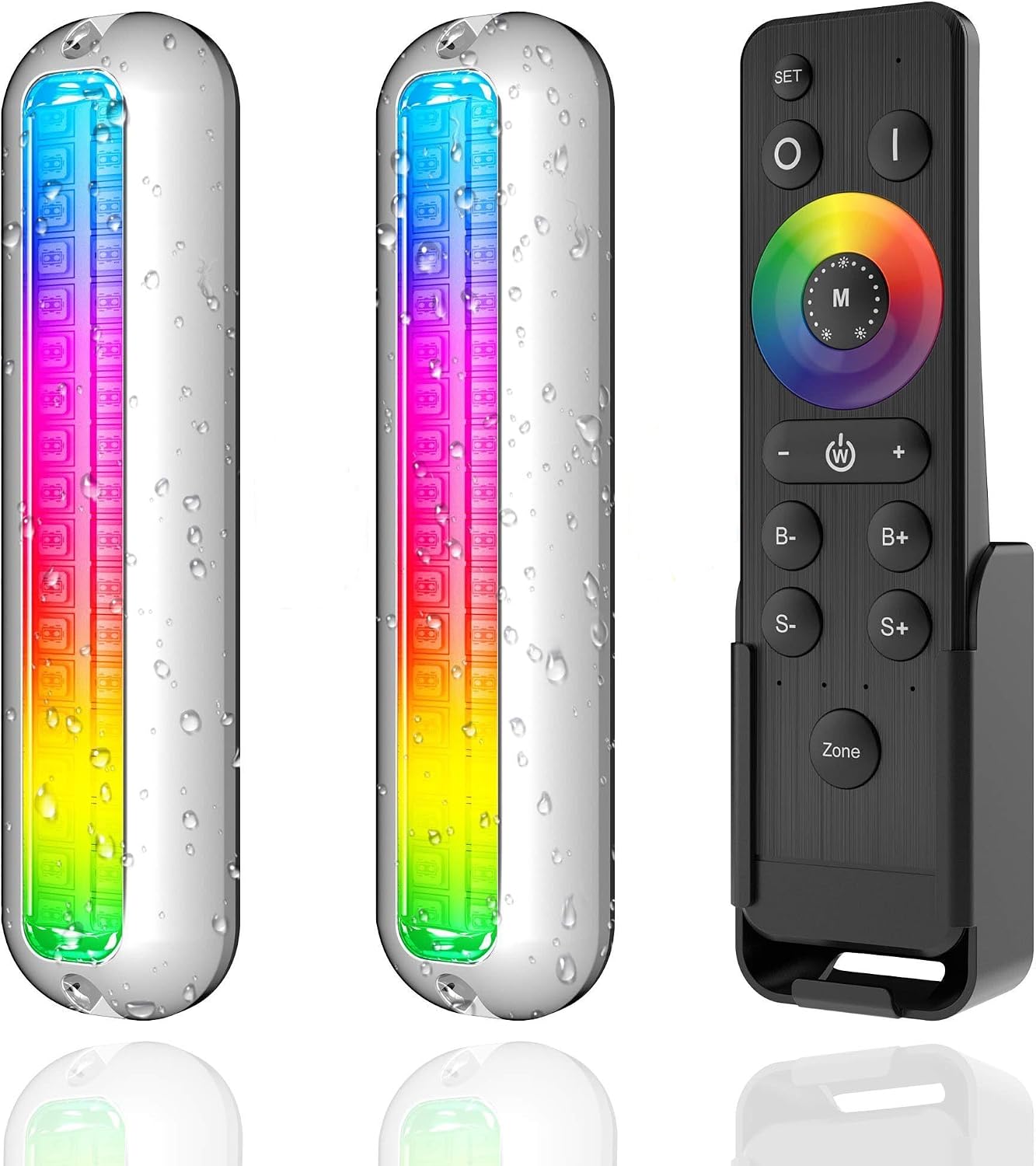 HUSUKU GT1 Underwater Boat LED Lights Marine Color Light Kit, 6.7' 2000LM RGB IP68 36LED 12V~24V 316 316 Stainless, Wireless Grouping & Control Auto Sync, Multi Color Light for Yacht Boat Deck Pontoon