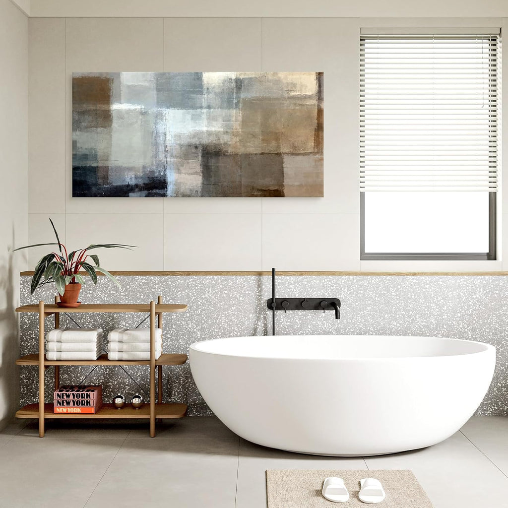 Baisuart A61298 Canvas Prints Abstract Wall Art Print Paintings Grey and Brown Stretched Canvas Wooden Framed for Living Room Bedroom and Office Home Decor Artwork