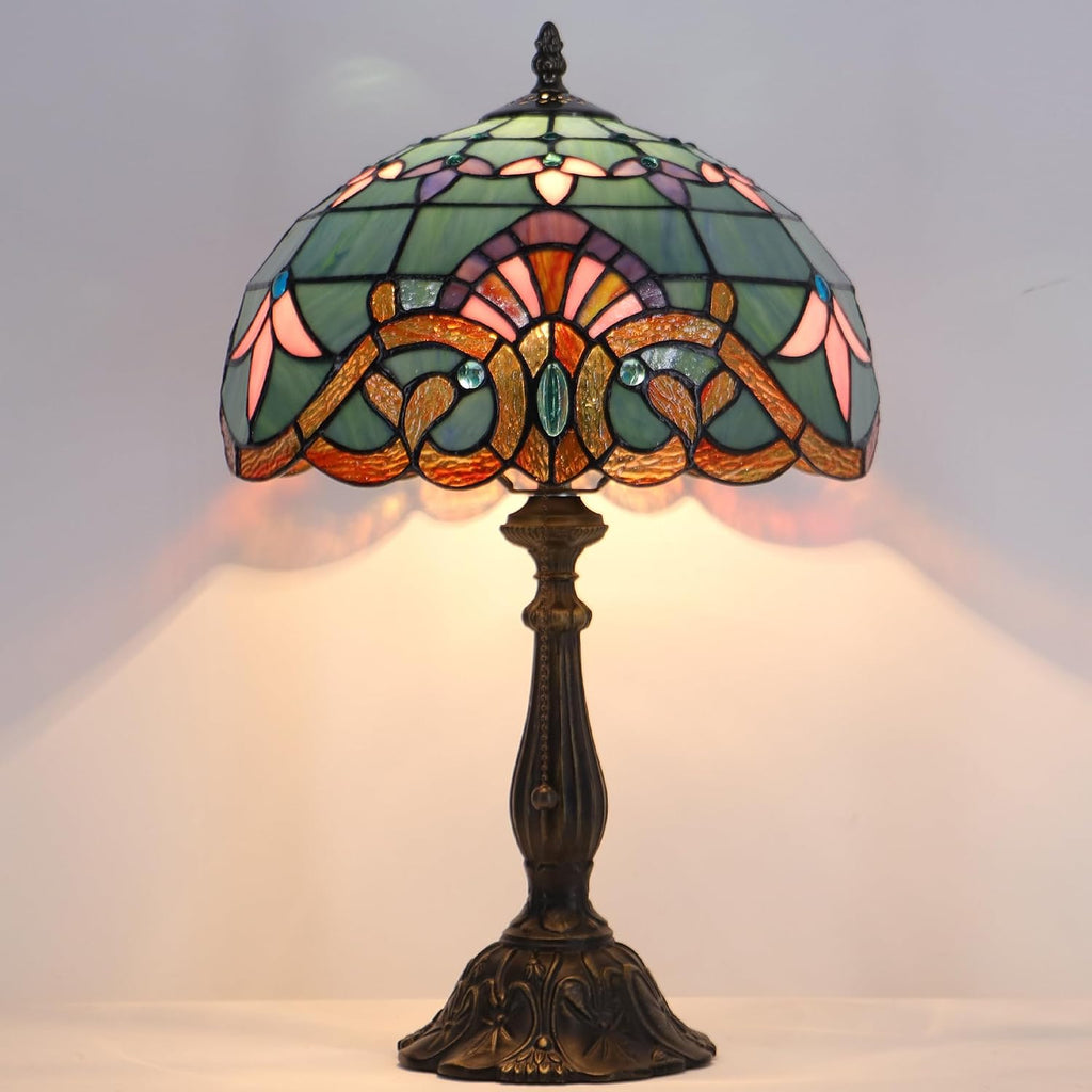 Tiffany Style Lamp Stained Glass Table Lamp Memory Sympathy Desk Reading Light 12X19 Inch (Baroque Style)