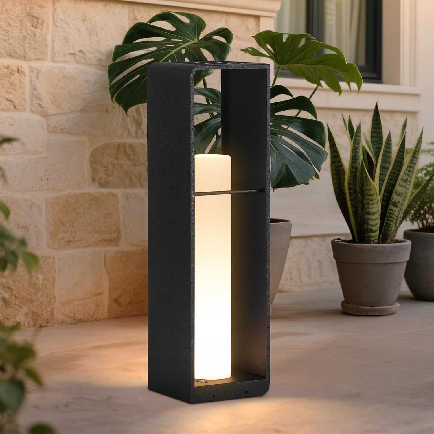 Outdoor Lights for Patio, IP65 Solar Lanterns Outdoor Waterproof, 3000K LED Path Lights, Outside Floor Lamp Solar Powered, Dusk to Dawn Landscape Lighting for Deck Garden Yard Backyard Porch