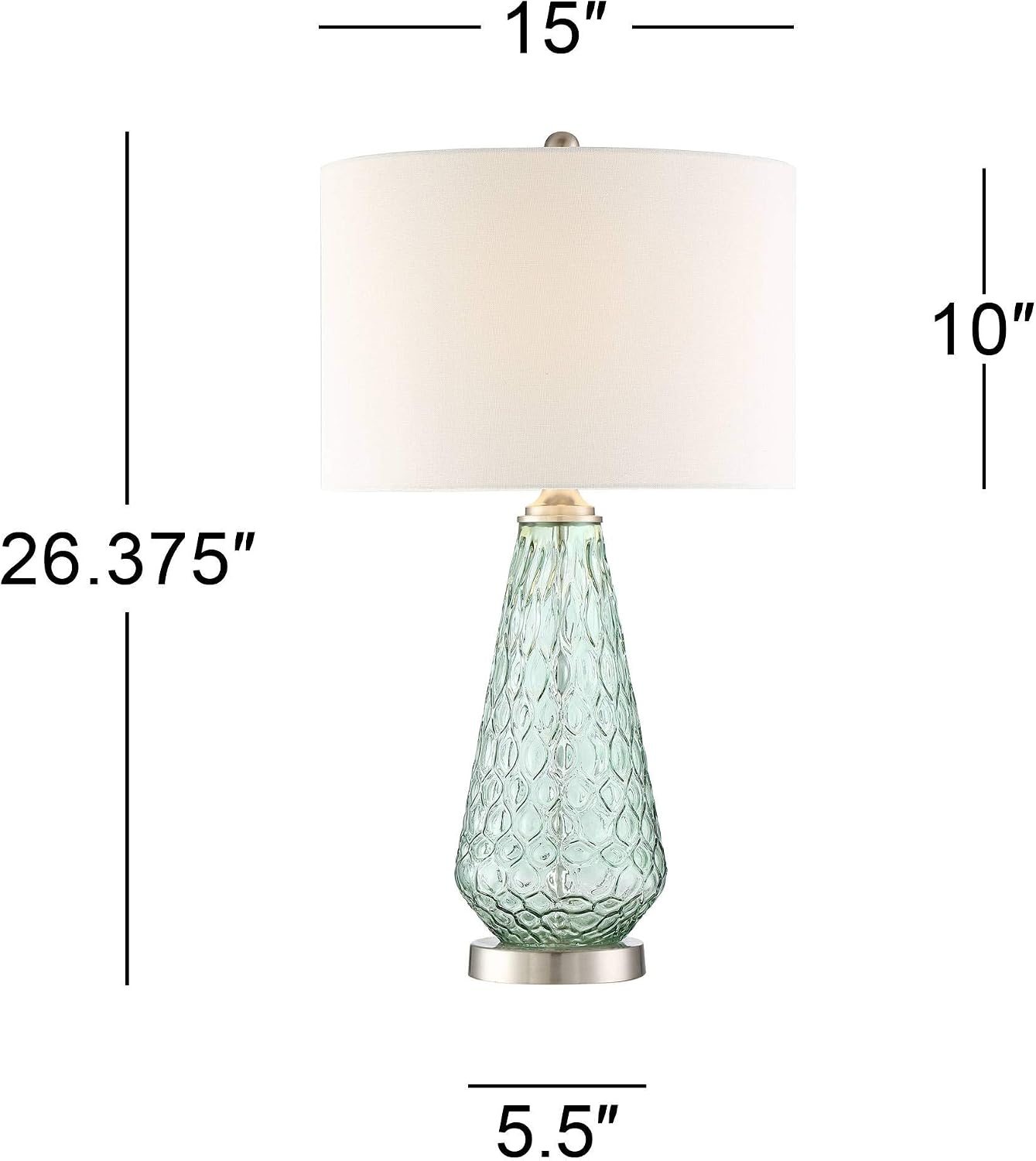 360 Lighting Julia 26 3/8' Tall Modern Coastal Table Lamps Set of 2 Seafoam Green Glass Living Room Bedroom Bedside Nightstand House Office Home Reading Kitchen Entryway Off-White Shade