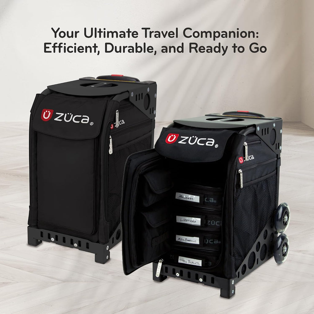 ZUCA Travel Cases for Artists & Professionals - Makeup Case with 4 Vinyl Utility Pouches, Travel Cover, 41' Telescoping Handle, Rolling Wheels & Sturdy Aluminum Frame for Makeup Artists and Creatives