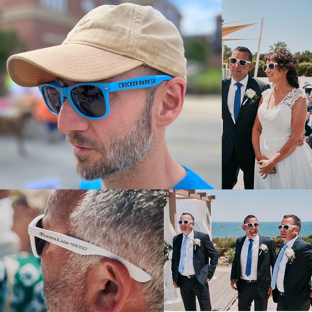 Personalized Sunglasses Bulk Party Favors Adult Gifts Custom Wedding/Bachelor/Birthday/Bridal/Groomman/Company Personalized Party Sunglasses Gifts for Guests (120PC Black)