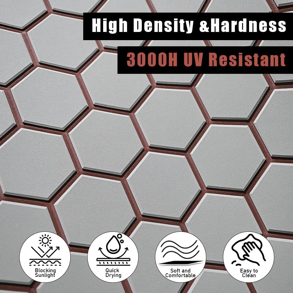 43.31' /37.7' New Hexagon EVA Self-Adhesive Boat Flooring and Decorative Fish for Yacht Pool Boat Flooring Sheet Thick Non-Skid mat