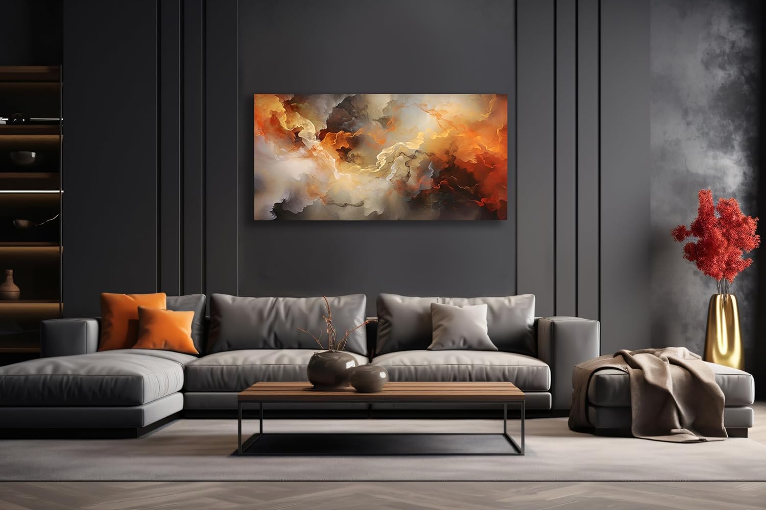 VHMING Abstract Wall Art Home Decor Orange Artwork Wall Art Prints Canvas Painting Wall Decor for Living Room Bedroom Office Decoration 29'x58'