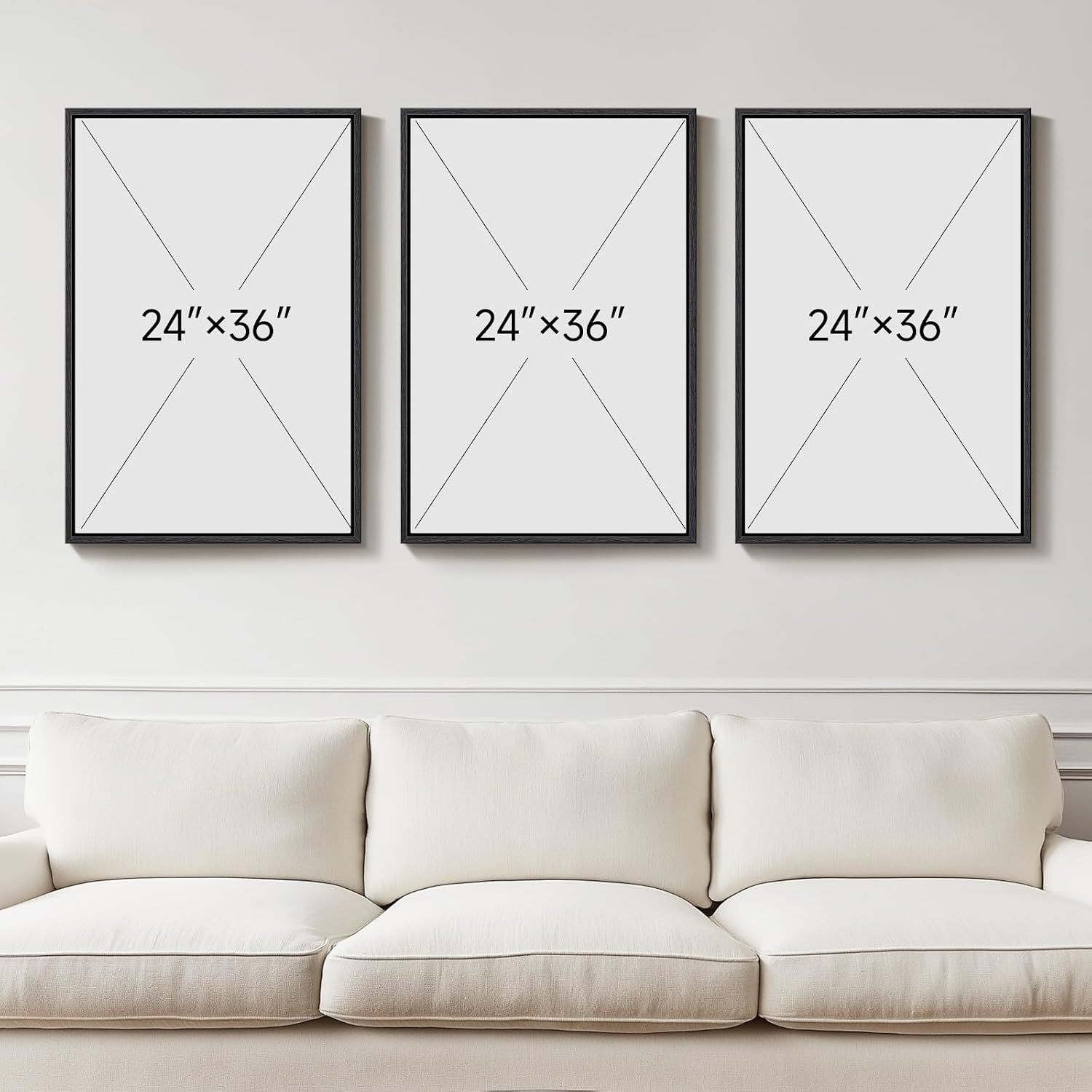 Large Framed Red Black White Abstract Wall Art for Living Room, 3 Piece Modern Canvas Prints Paintings Artwork for Walls, Red Black Minimalist Pictures for Bedroom Hallway Office Wall Decor 24x36 In