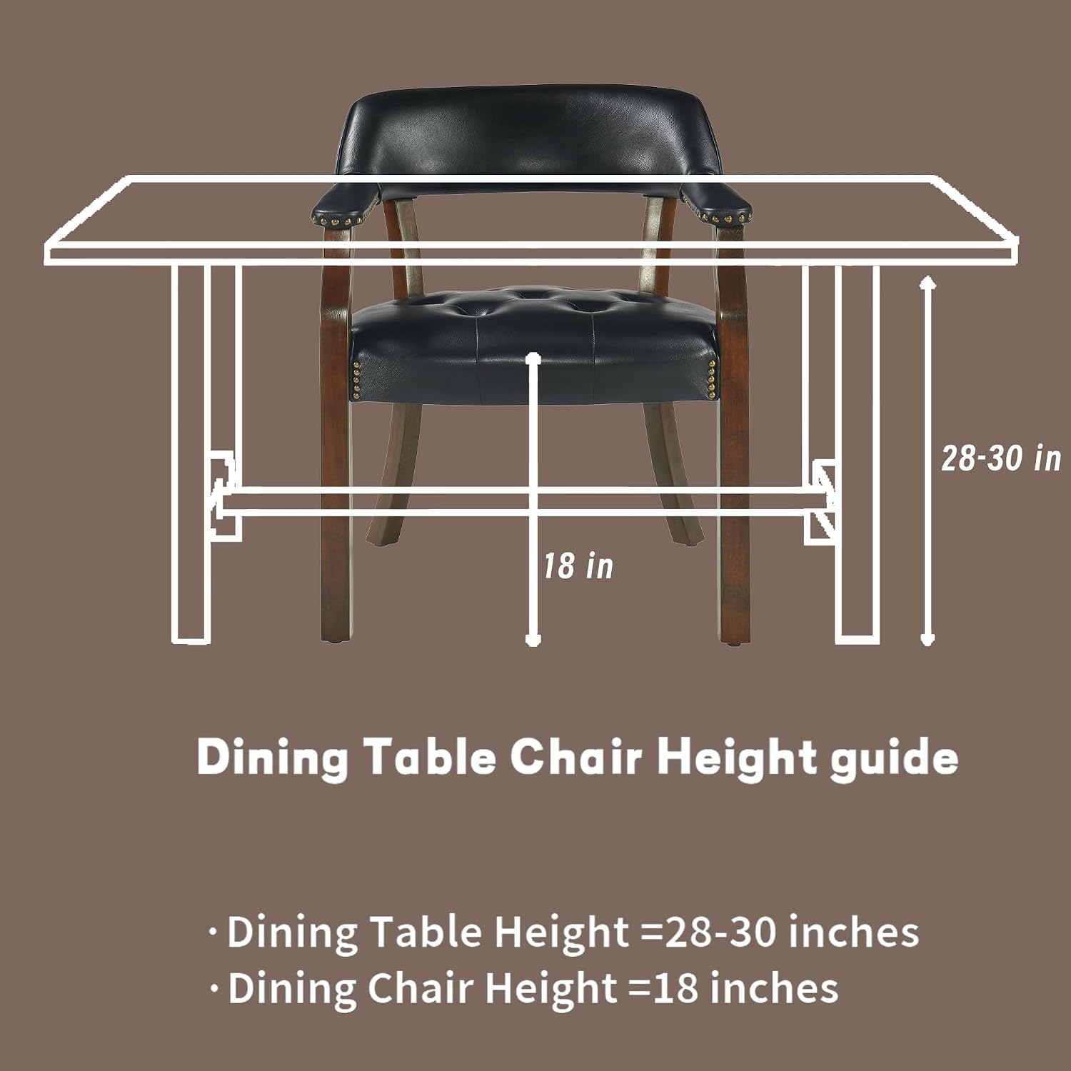Dining Chairs with Upholstered,Office Desk Chair with Arms and Metal Rivets. PU Boss Captain's Chairs,Classic Accent Stools for Dining Room, Bedroom Brown Legs & Orange NX173-318OR