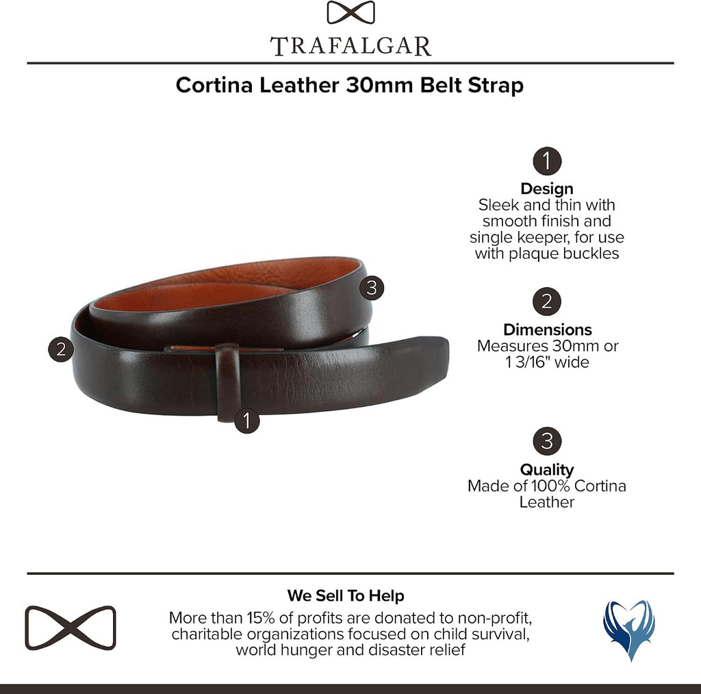 Trafalgar Cortina Leather Belt Strap - 1 3/16 inch wide (30mm)
