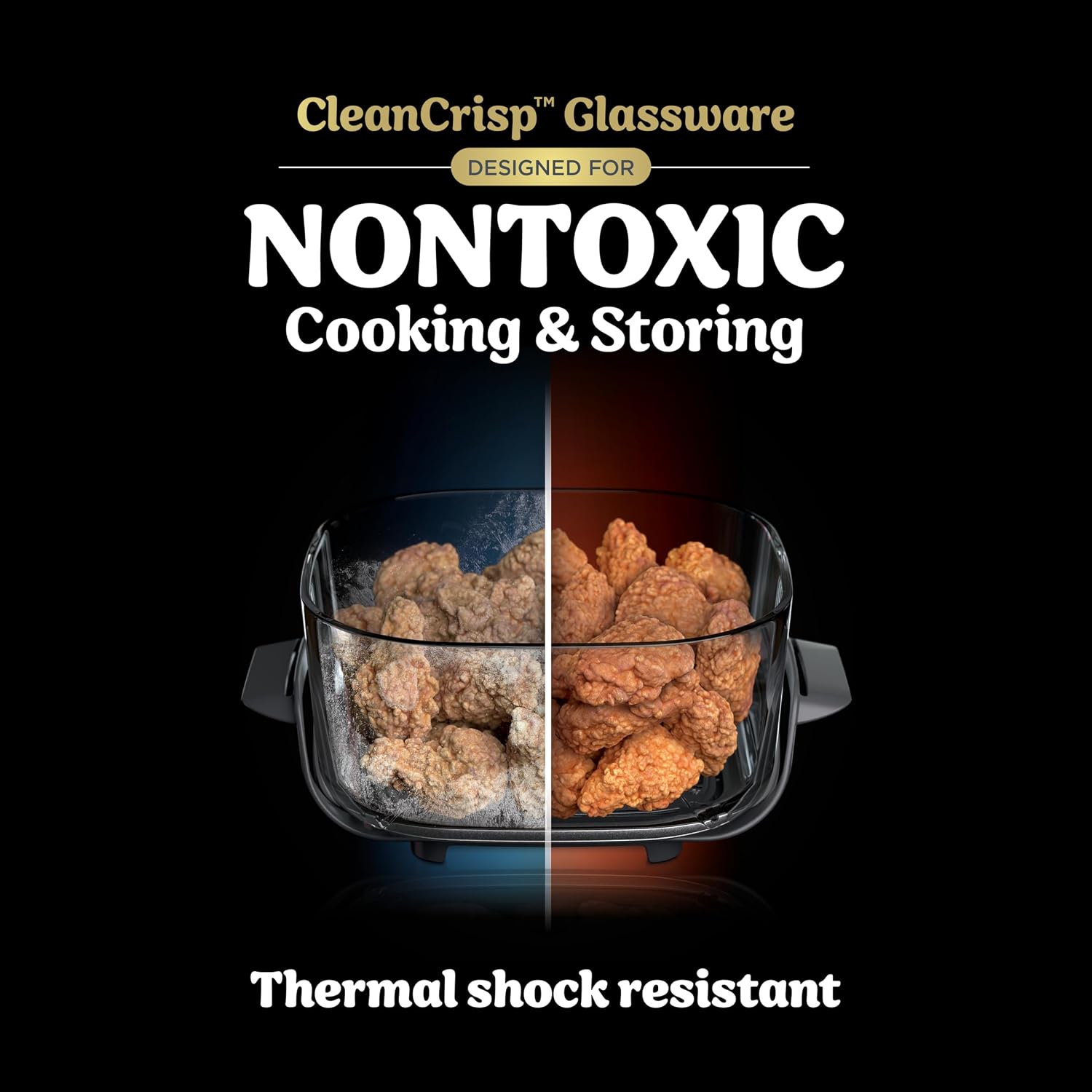 Ninja Crispi 5-in-1 Glass Air Fryer | With Nontoxic 2.5 QT, 4QT, 6-Cup Containers & Lids | Microwave, Freezer & Dishwasher Safe | 450°F Max Temp | Green | FN103BF