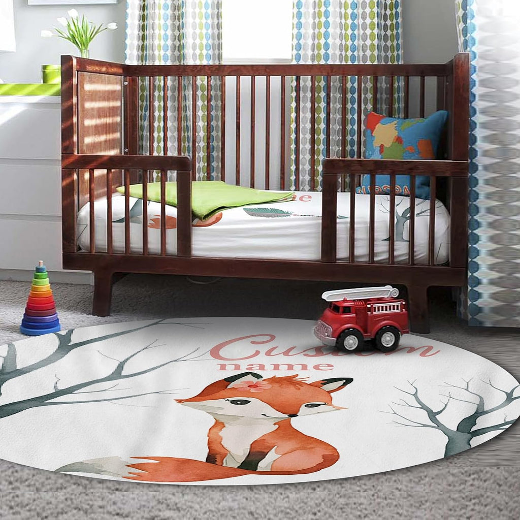 Personalized Nursery Crib Bedding Set: Custom Name 5 Piece Baby Crib Sets with Cute Fox Pattern - Toddler Double Layer Blanket Set, Comfortable Crib Bed Sheets for Baby Grils