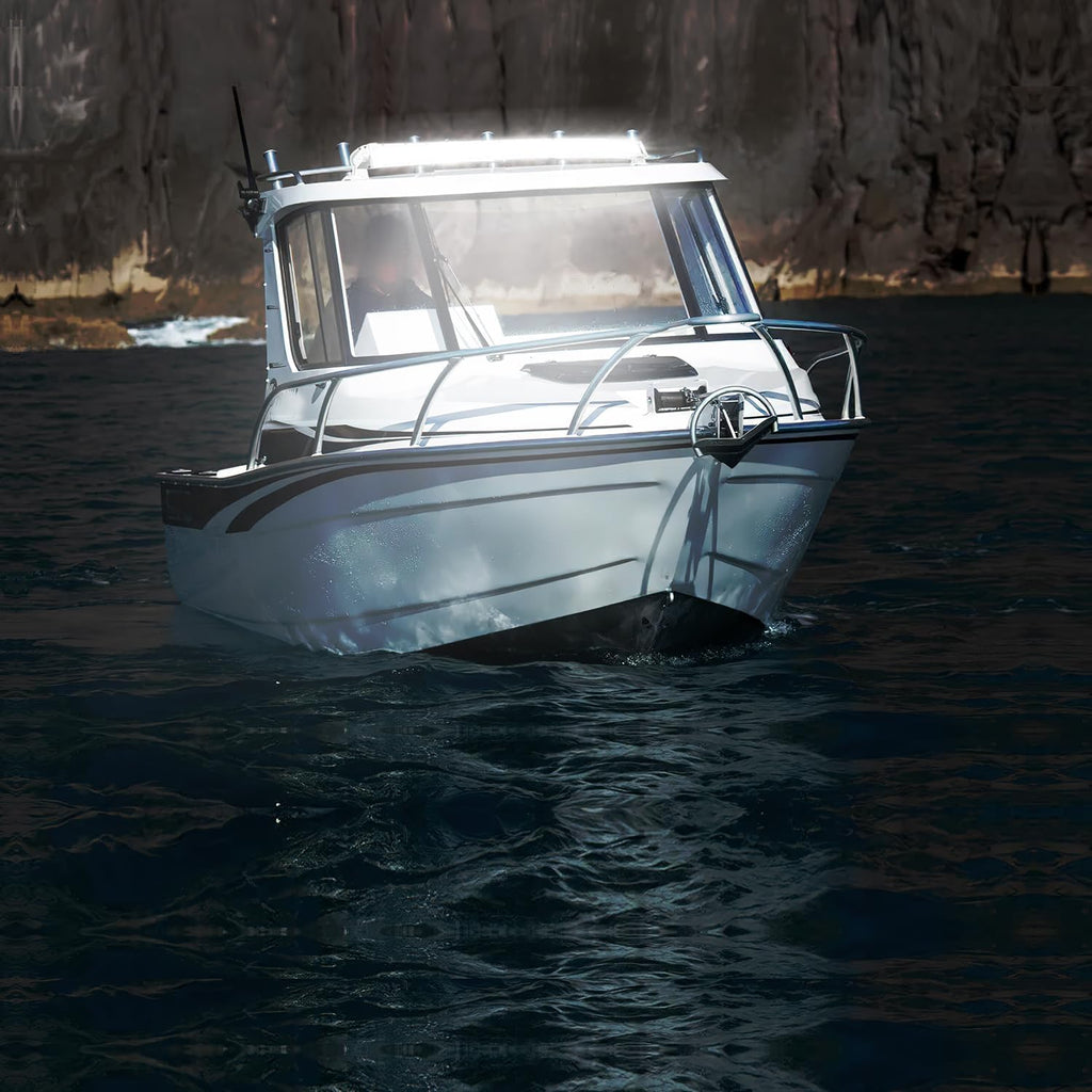 Nilight Marine LED Light Bar Navigation Lights 52 Inch Curved White Spot Flood Combo Ponton Boat Deck Dock Lighting for Night Fishing T-top Stern Yacht Sailboat Trucks Tractors