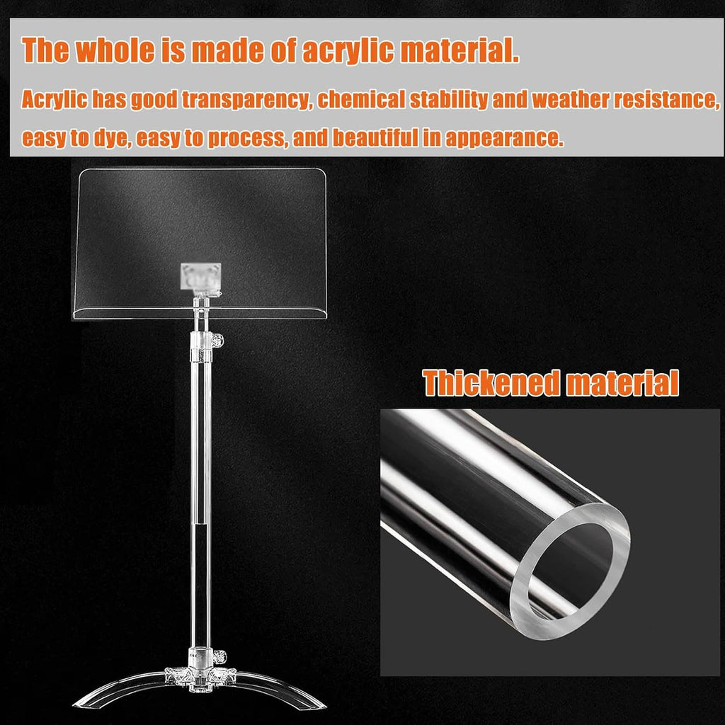 Sheet Music Stand Adjustable, Clear Acrylic Conductor Music Stand, Professional Music Book Holder, 91-141 Cm Can Be Lifted, Stabilize, for Guitar, Ukulele, Violin Players