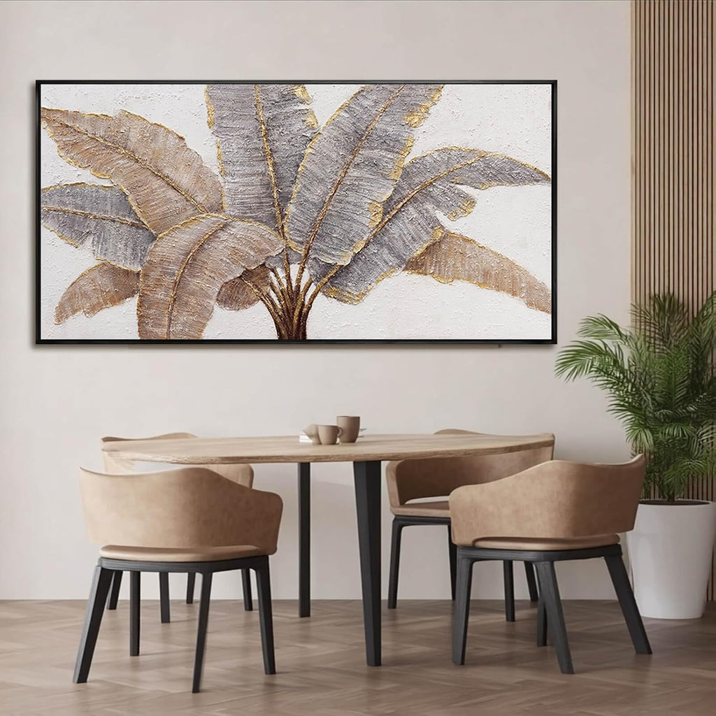 CHUDANHAO Botanical Wall Art Vintage Pictures Wall Decor Grey and Gold Photo Prints Line Wall Hangings 24'x48' Canvas Decorations for Bedroom Office
