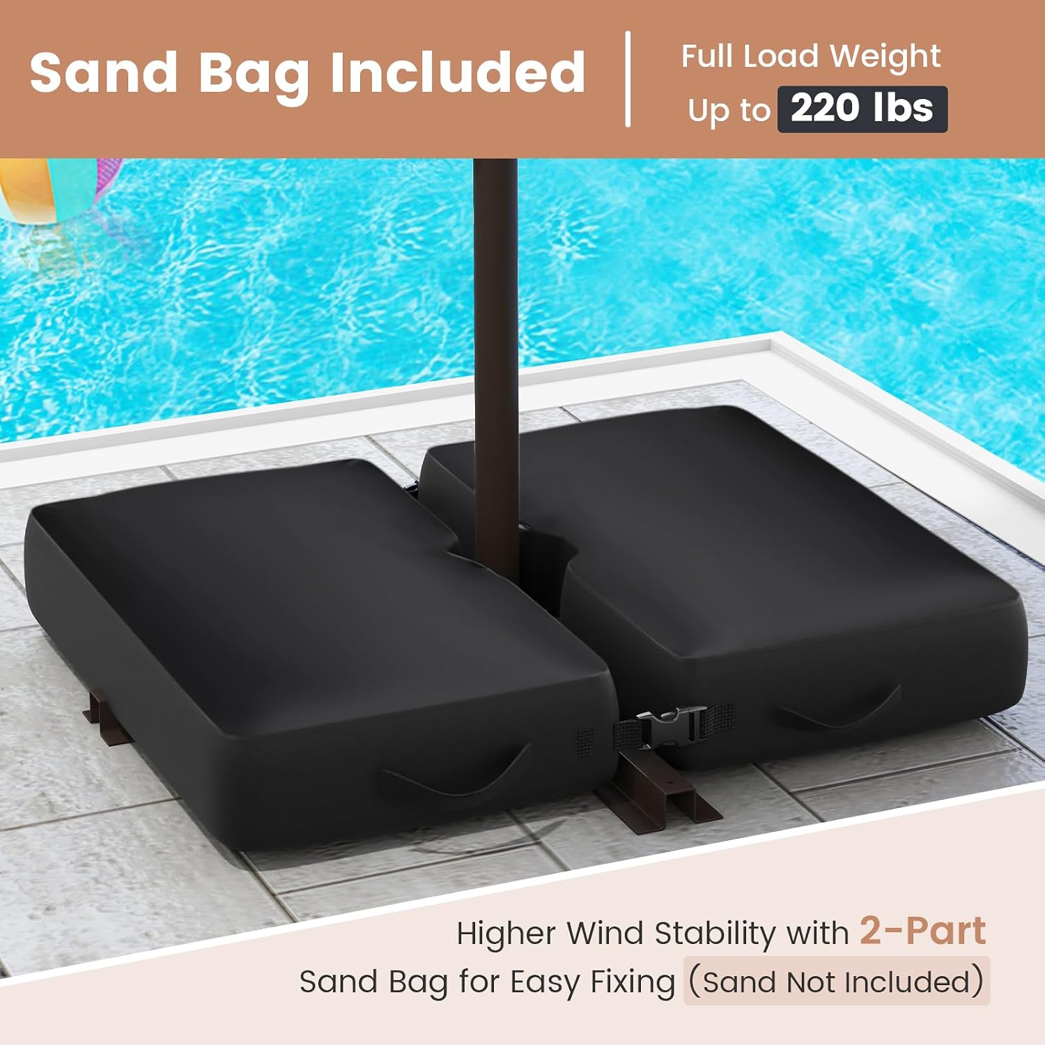 Tangkula 10FT Offset Patio Umbrella with Base Included, Outdoor Cantilever Umbrella with 40 Solar LED Lights, Tilt Adjustment, Crank Handle, Vented Top, Sand Bags for Pool Yard Deck (Gray)