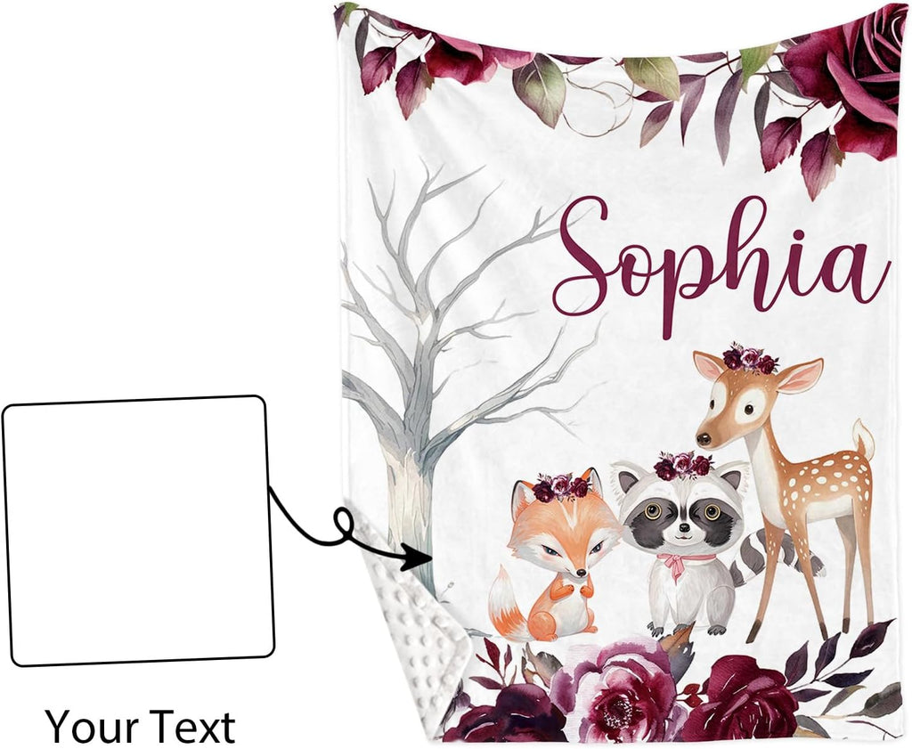 TOOTANN Custom Baby Crib Bedding Set, 5 Pcs Personalized Name Baby Crib Sheets for Kid Toddler Infant, Raccoons and Deer Nursery Bedding Set