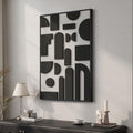 Framed 3D Black and White Abstract Wall Art, Modern Geometric Block Artwork for Walls, Minimalist Shape Pictures for Living Room Bedroom Dining Room Hallway Home Office Wall Decor, 24x36 In