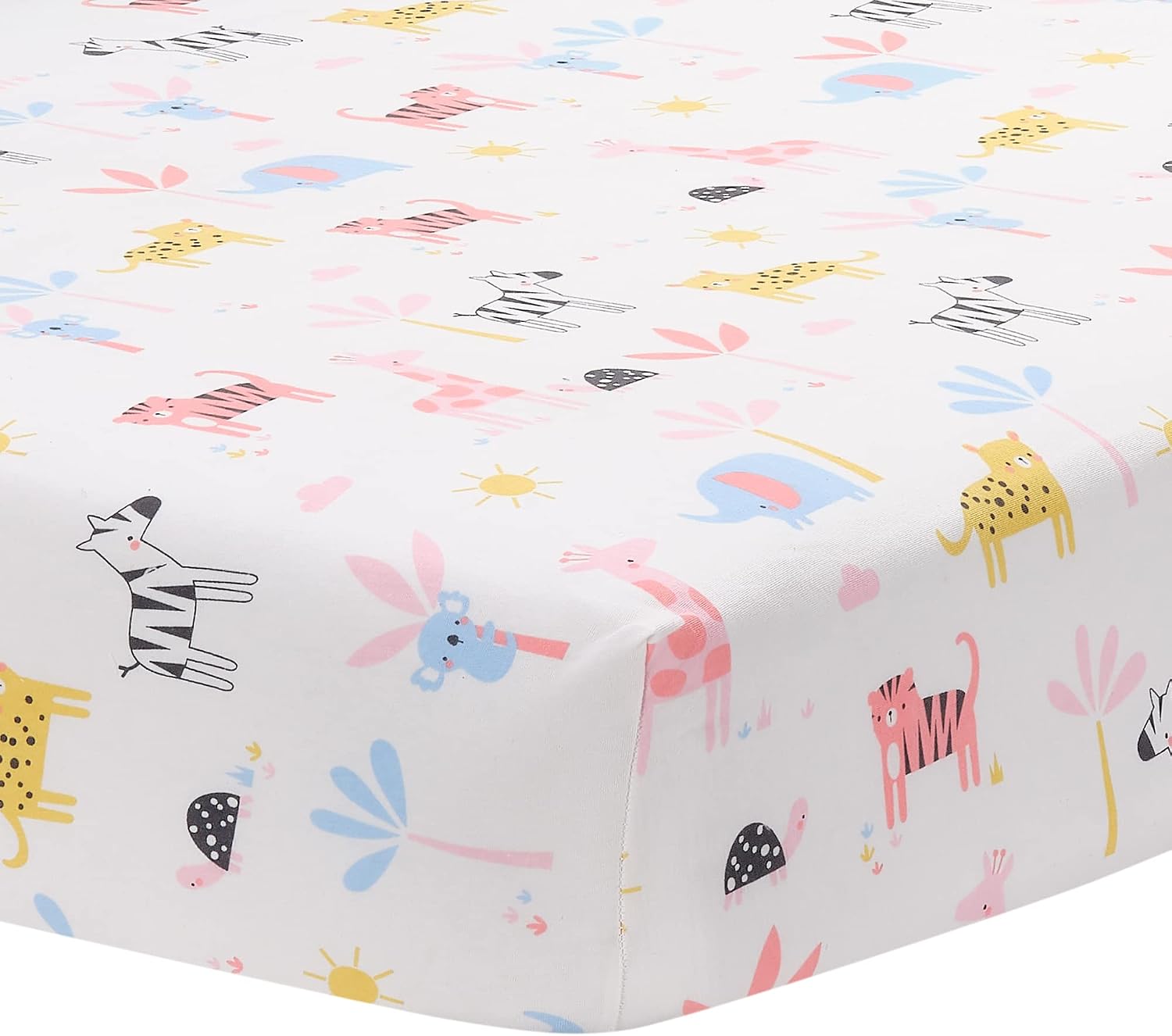 Lambs & Ivy Snuggle Jungle Pastel Safari Cotton Jersey 3-Piece Crib Bedding Set