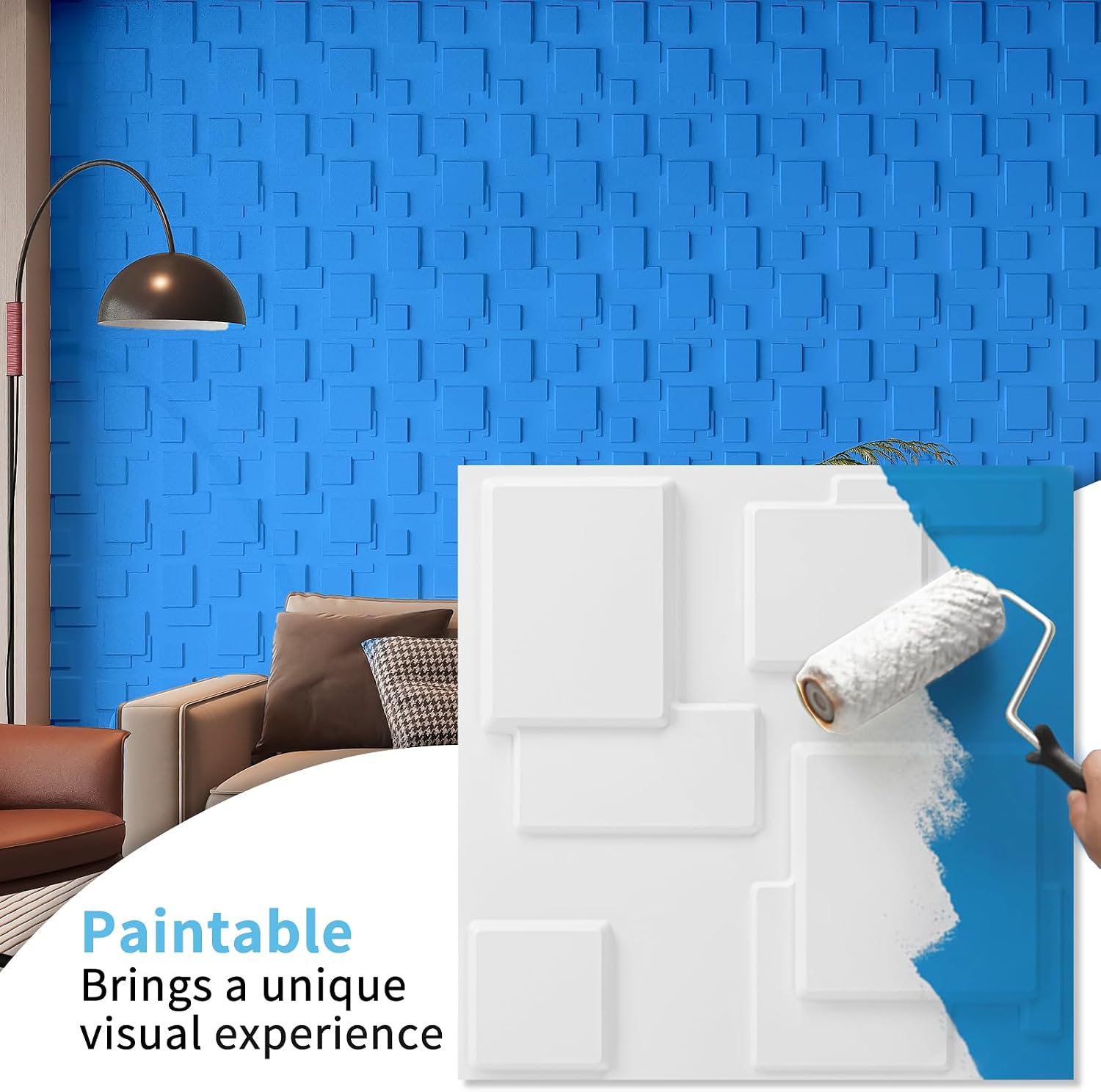 Art3d 100 Pack Decorative 3D Wall Panels, 97 Sq.Feet PVC Interior Wall Décor, 11.8'x11.8', White