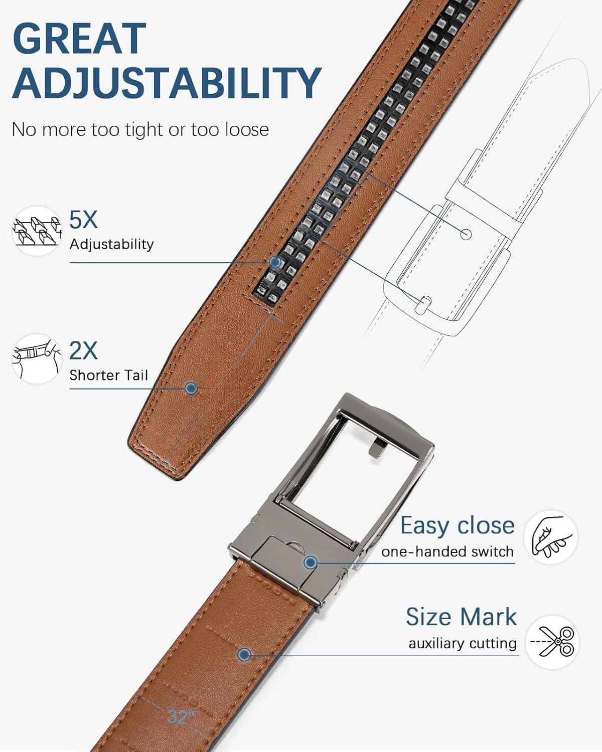 Executive Reversible Genuine Leather Belt Men 1 3/8' Golf Dress Casual Two-in-One Gift Box.