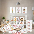 Terwex Custom Baby Crib Bedding Set, 5 Pcs Personalized Name Baby Crib Set with Double Layer Blanket, Soft Circus Animals Nursery Bedding Set for Girls Boys, Customized Gifts for Infants Toddlers