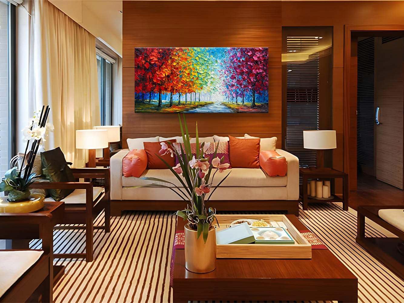zoinart Colorful Oil Painting on Canvas, Abstract Landscape Wall Art, Texture Painting Wall Art, Modern Wall Painting for Living Room Deco