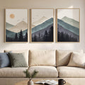 Framed Boho Abstract Neutral Landscape Wall Art for Living Room, Large 3 Piece Mountain Forest Canvas Artwork for Walls, Modern Minimalist Nature Pictures Bedroom Hallway Office Wall Decor, 20x30 Inch