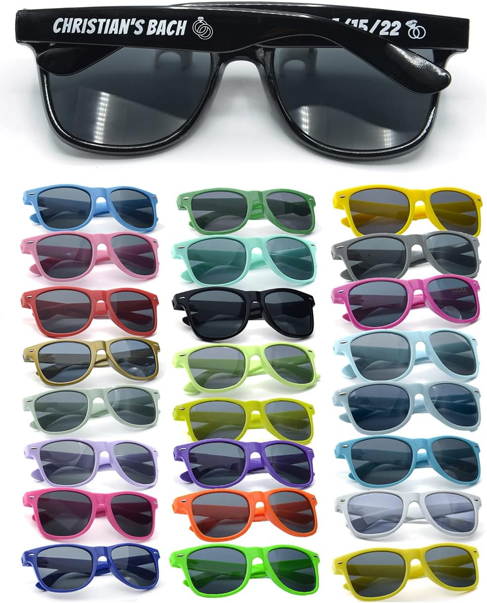 Personalized Sunglasses Bulk Party Favors Adult Gifts Custom Wedding/Bachelor/Birthday/Bridal/Groomman/Company Personalized Party Sunglasses Gifts for Guests (120PC Black)