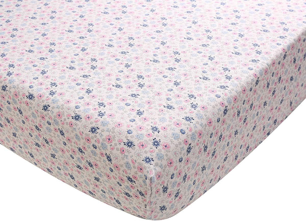 5 PCs Cotton Pink Embroidery Butterfly Nursery Crib Bedding Set Heavy Duty Cotton Butterfly Themed Baby Girl Cot Bedding Set Quilt /Fitted Sheet x 2/ Diaper Storage Bag /Window Valance , 28 X 52