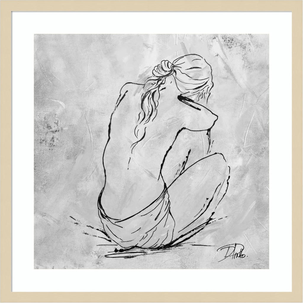 Amanti Art Framed Wall Art Print 25x25 Nude Sketch I by Patricia Pinto, Abstract Wall Art, Modern Contemporary Decor, Medium Poster Painting Artwork for Living Room, Bedroom, Bathroom, Kitchen,