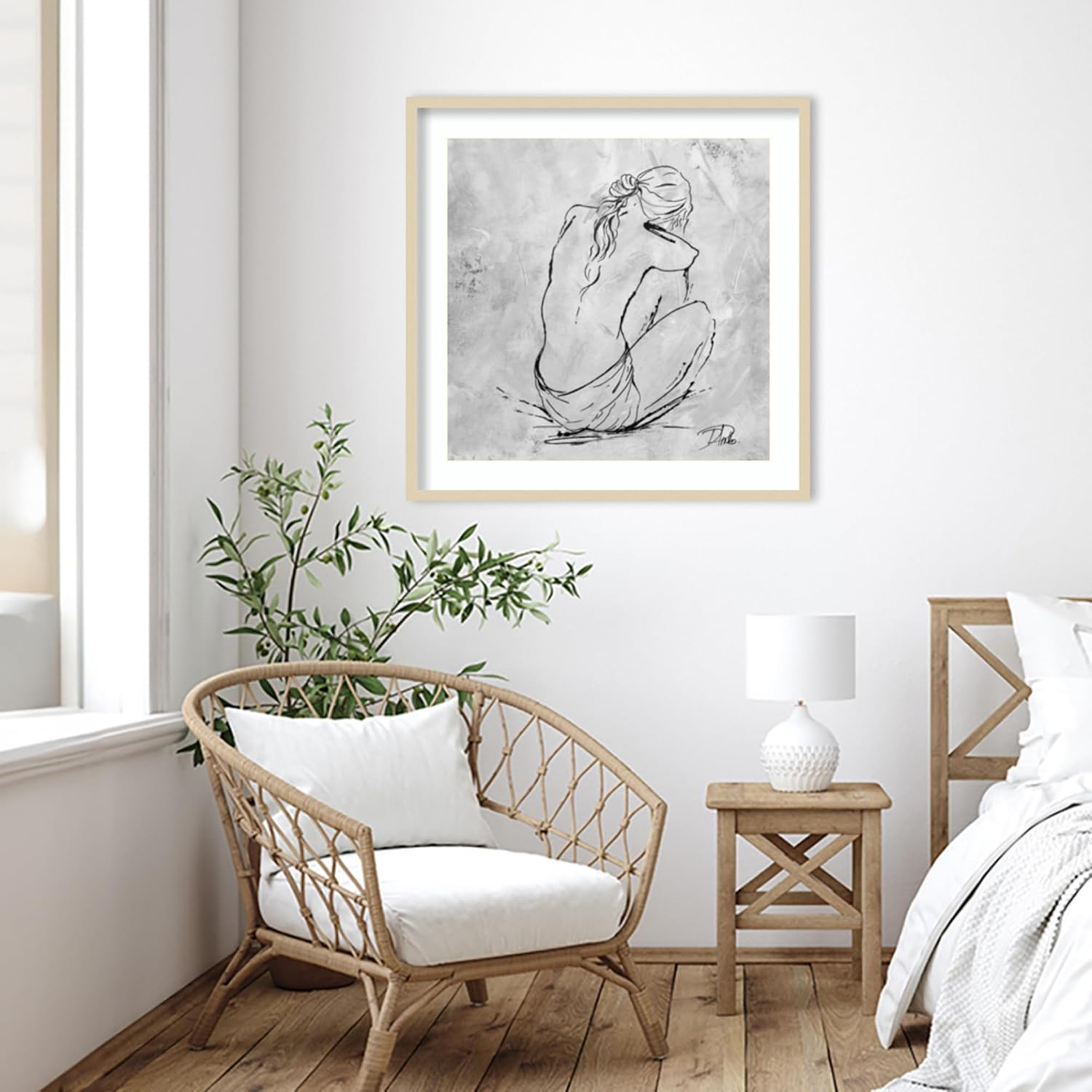 Amanti Art Framed Wall Art Print 33x33 Nude Sketch I by Patricia Pinto, Abstract Wall Art, Modern Contemporary Decor, Large Poster Painting Artwork for Living Room, Bedroom, Bathroom, Kitchen, Office